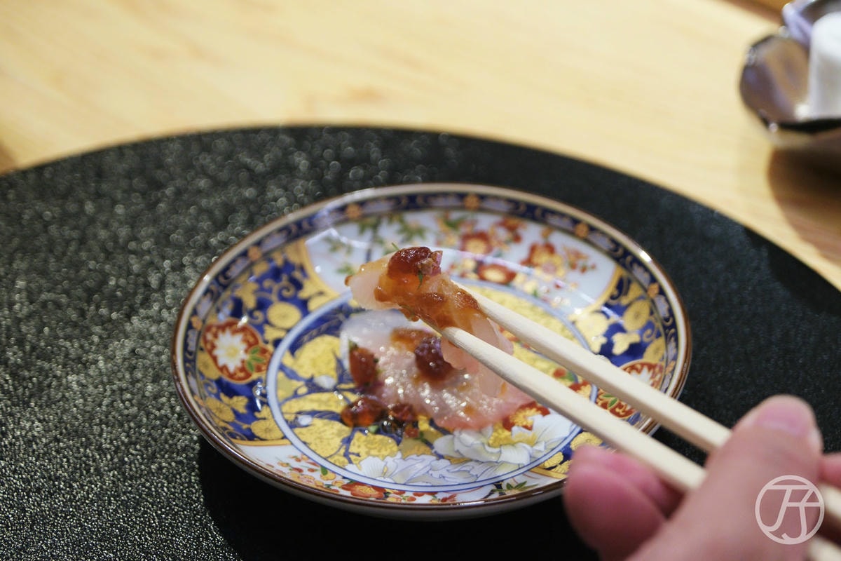 台中日本料理 蟹割烹 白干刺身搭橙醋晶凍