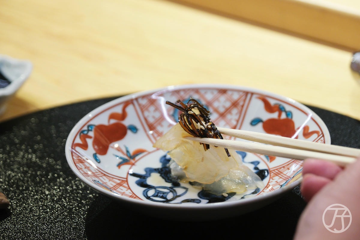台中日本料理 蟹割烹 真鯛刺身搭佃煮昆布