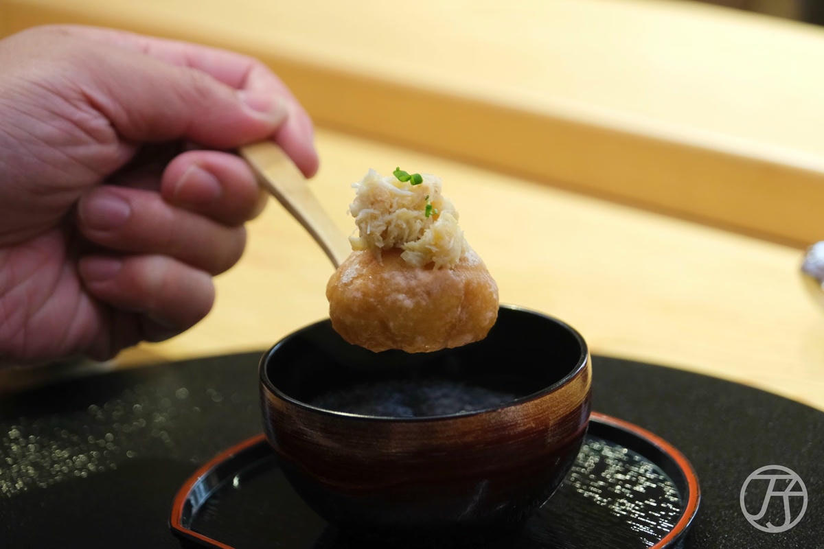 台中日本料理 蟹割烹 蓮藕饅頭搭蟹肉摺流
