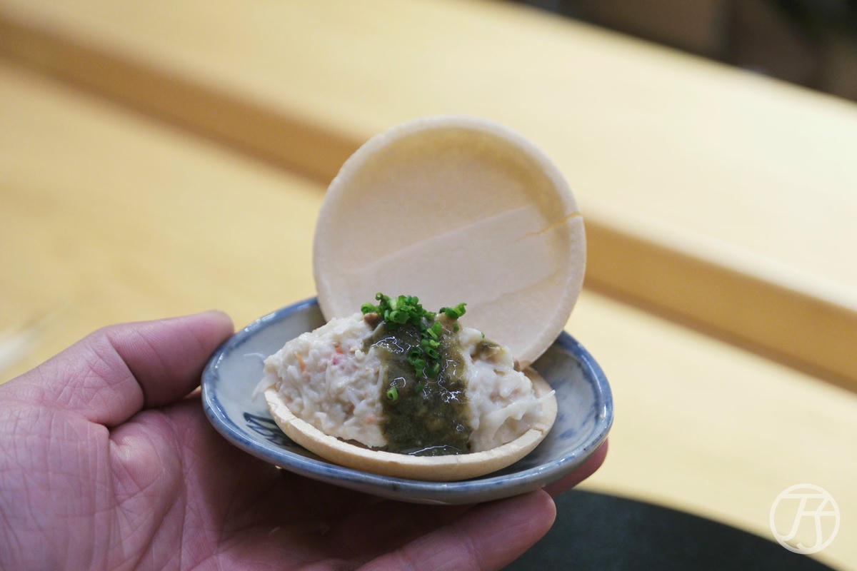 台中日本料理 蟹割烹 蟹肉慕斯最中餅