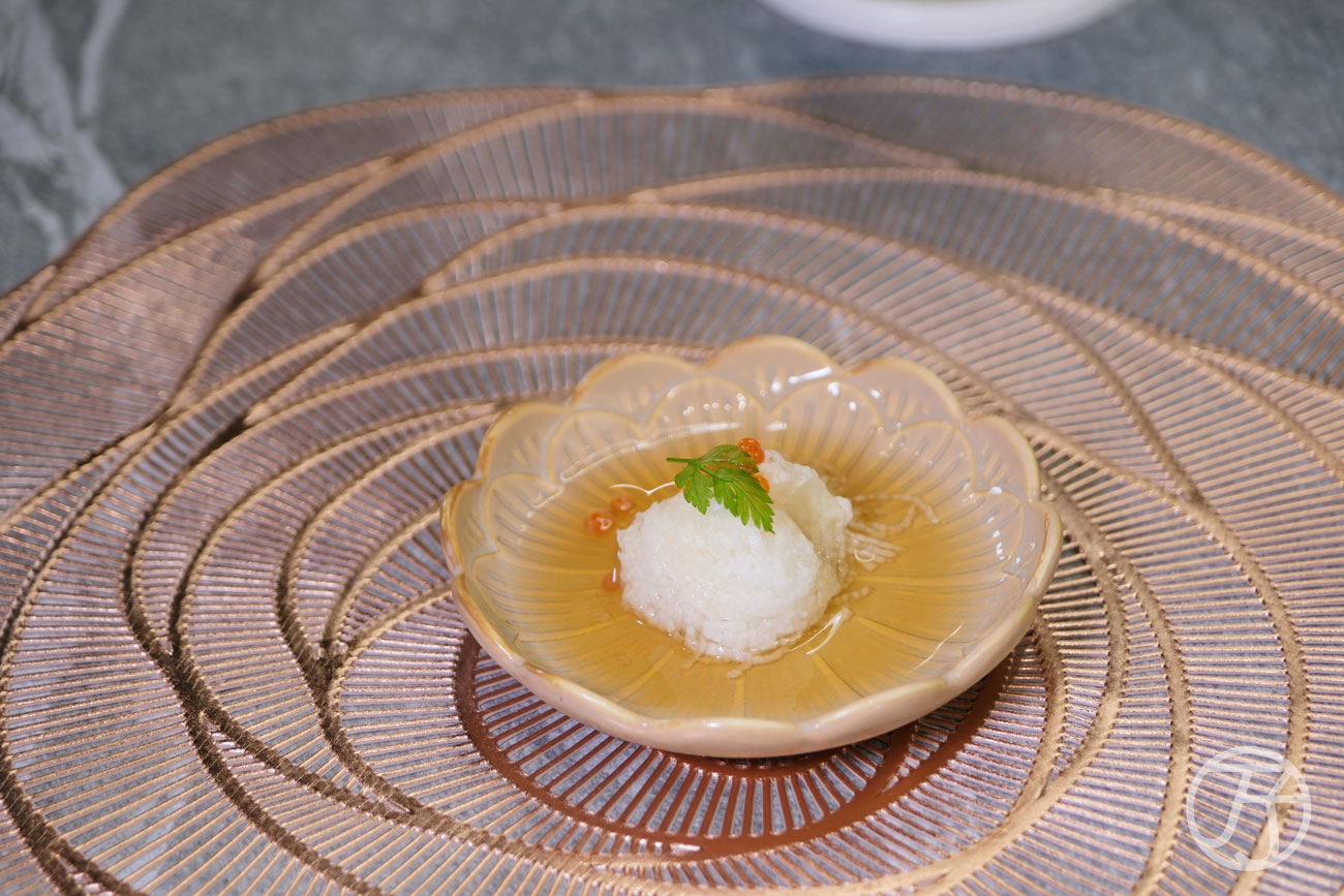 台灣唯一頂級鐵板燒界五度獲選「全台十大頂級鐵板燒」殊榮,台北來的高CP值無菜單鐵板燒,高貴不貴,2,000有找,小資族大享受,高雄明水然大立店開箱 - 第12張圖 高雄無菜單鐵板燒料理 明水然大立店山藥細麵