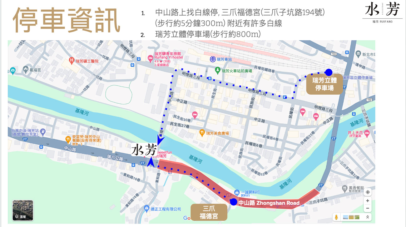 瑞芳民宿「水芳 Sweetfun」停車資訊